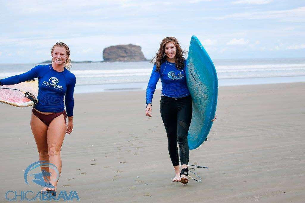An example of what to wear surfing at Chica Brava surf camp