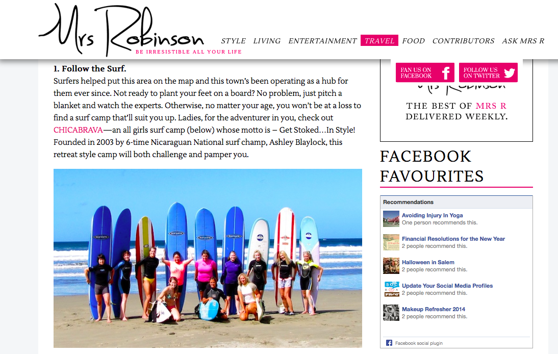 Nicaragua surf camp in the press.