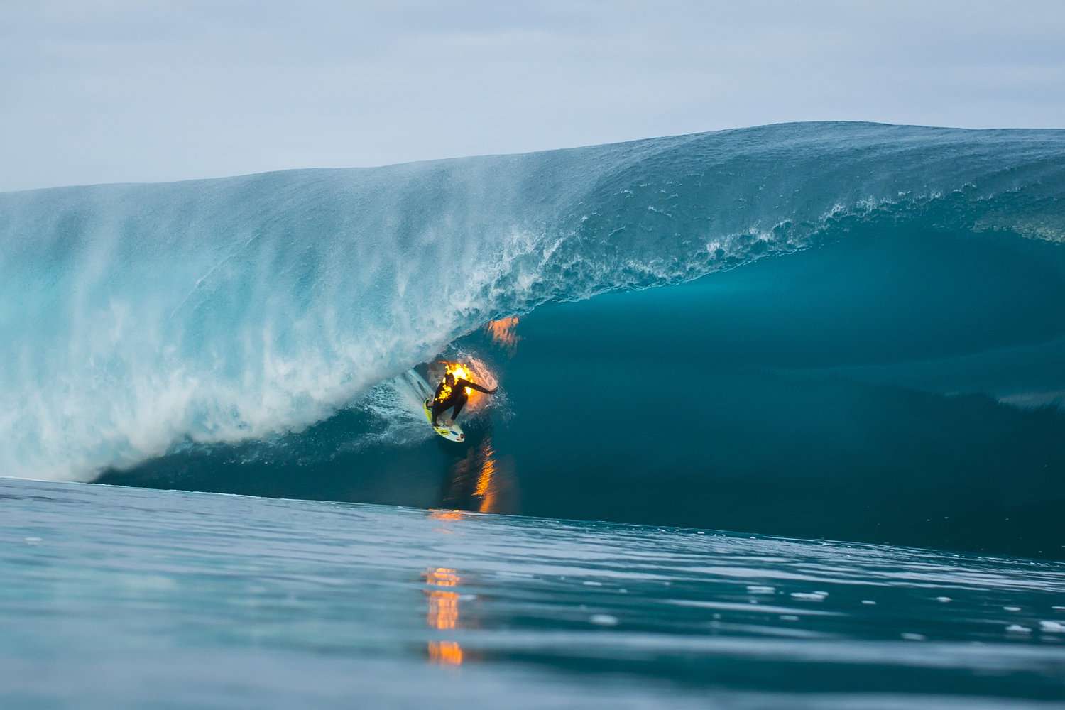 JOB on fire in the barrel, at Teahupoo, Tahiti, PYF, on 22 July 2015. at Teahupoo, Tahiti, PYF, on 22 July 2015.